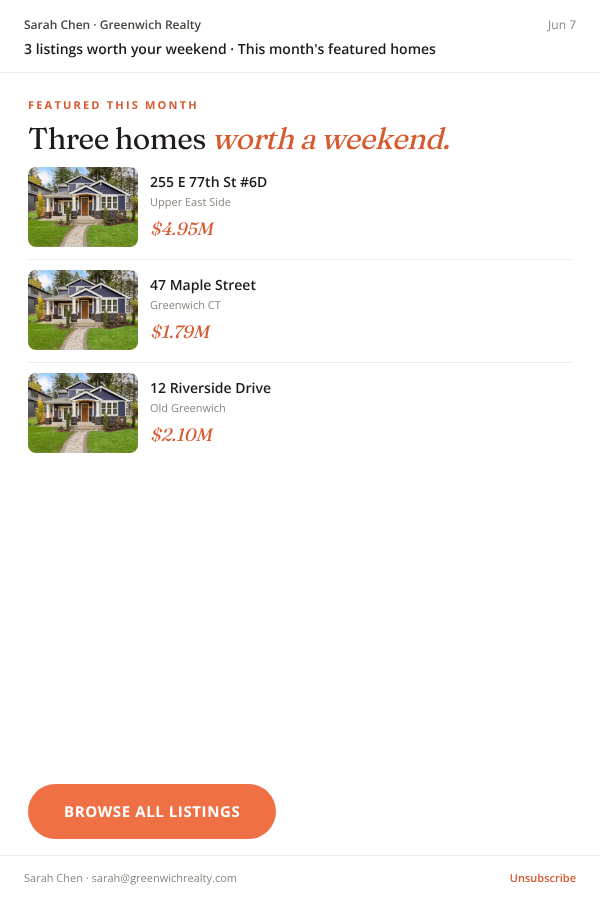 Featured Listings email blast template