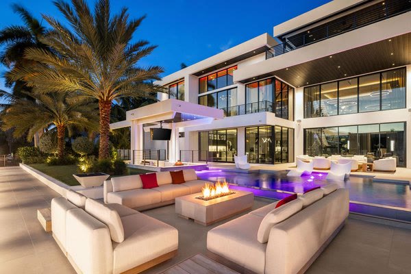 Listing photo: pool deck at dusk