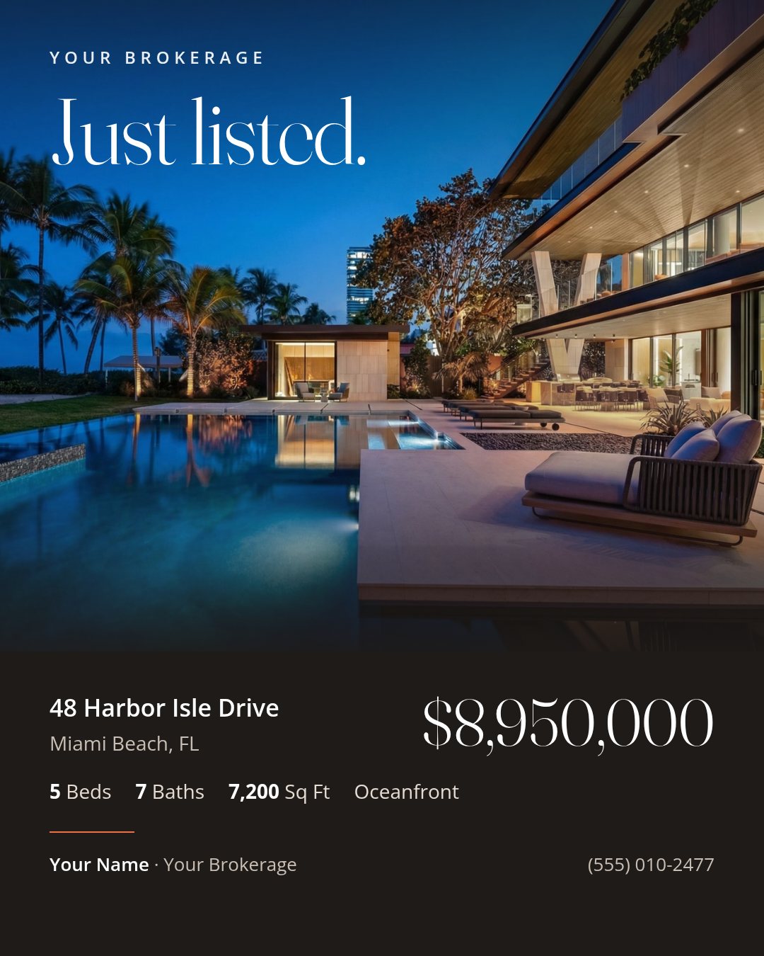 A “Just listed” carousel ad built from a Brokerloop post